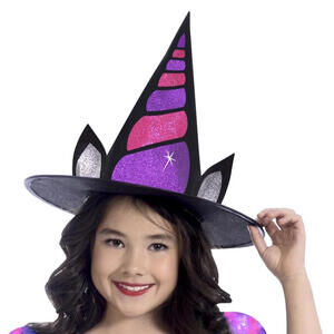 Way To Celebrate Unicorn Witch Girls Halloween Costume Dress/Hat .Small 6/6X.New
